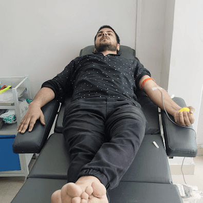 Medical team at blood donation event